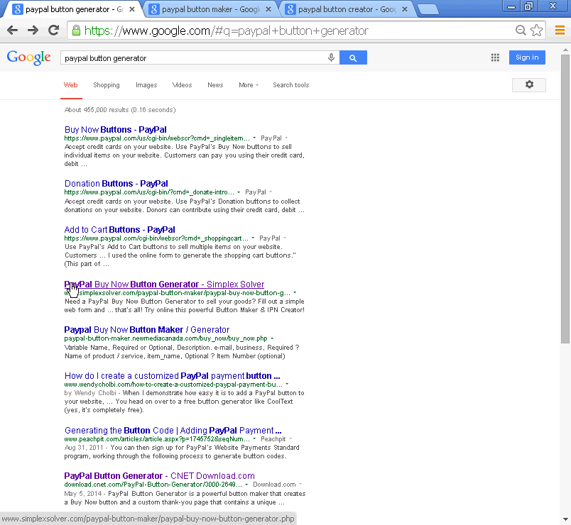 PayPal Button Generator 2.0 has 2 snippets in top 10 on Google for keyword 'paypal button generator'